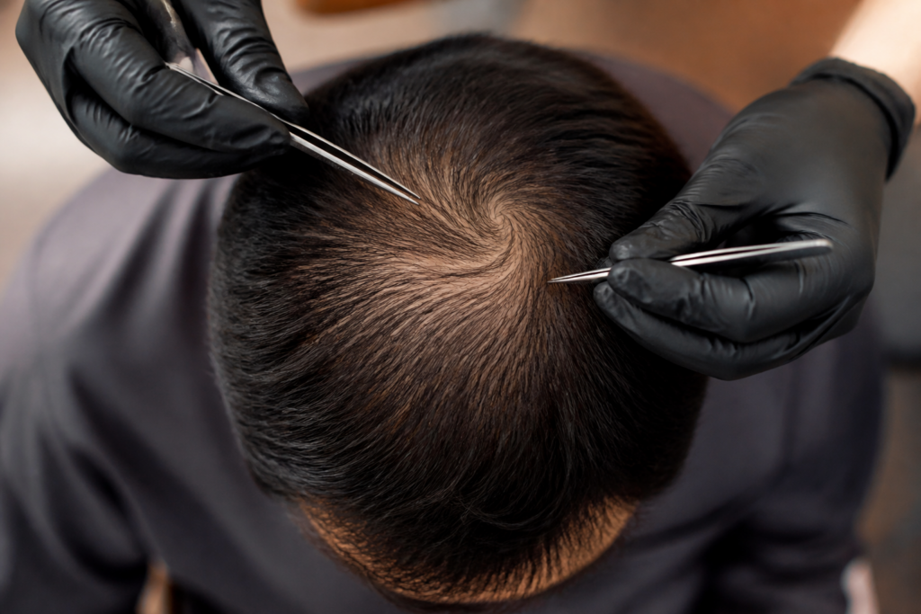 Crown Hair Transplant Swirl: Vertex Graft Density, Angles, and Why the Crown Consumes More Follicles
