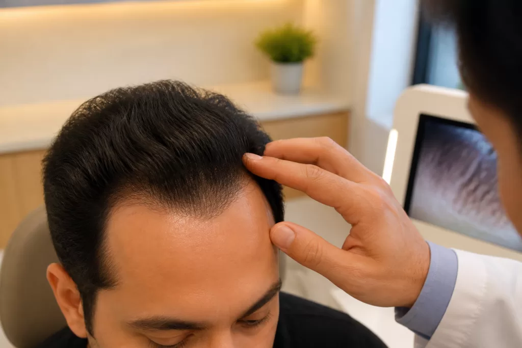 Natural irregular hairline design with controlled asymmetry in hair transplantation