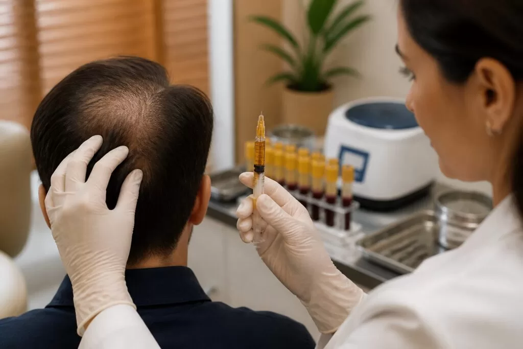Therapeutic platelet concentration for GFC hair treatment at 4x baseline density