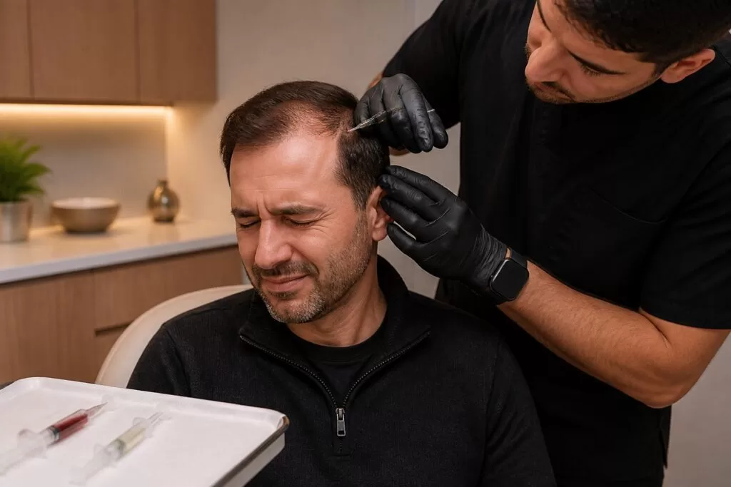 PRP vs GFC treatment comfort comparison during scalp injection