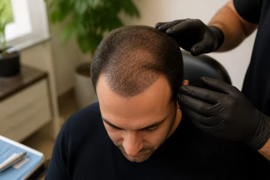 Scalp micropigmentation shading combined with FUE hair transplant density